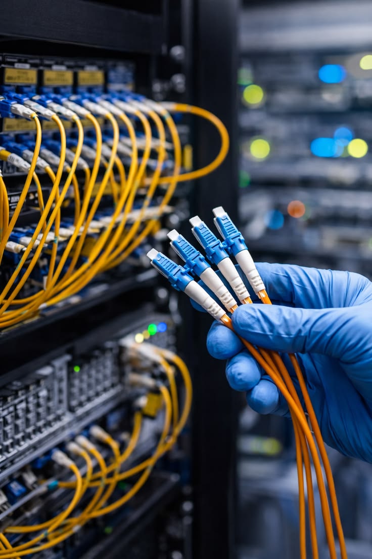 Network server room with structured cabling